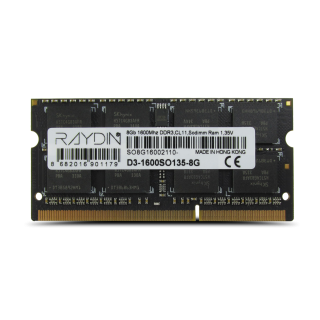 RAYDIN D3-1600SO135-8G 8GB, DDR3, 1600Mhz, 1,35V, CL11, Notebook SODIMM RAM